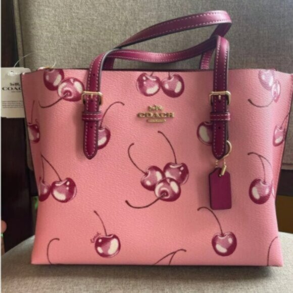 Coach Mollie Tote Bag: Floral & Cherry - Pink/Violet 25 - Picture 1 of 5